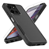 Heavy Duty Dual Layer Protective Case for Motorola Moto G 5G 2025 with Screen Protector, Black