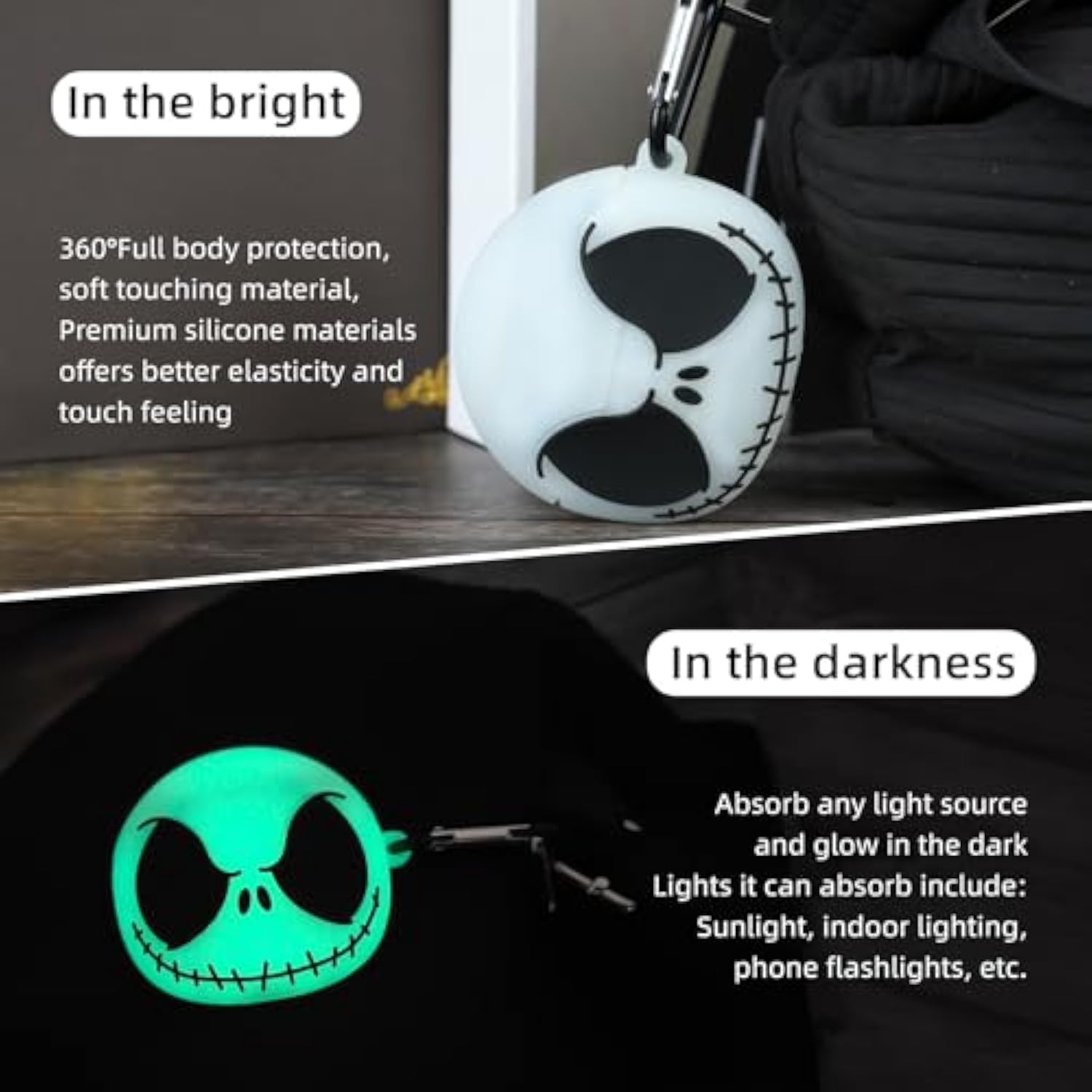 Compatible With Samsung Galaxy Buds 3 Pro Case&Galaxy Buds 3 Case Cover With Cleaner Kit, Glow In The Dark Soft Silicone Protective Skull Cases For Galaxy Buds 3/Galaxy Buds 3 Pro Case For Men Women