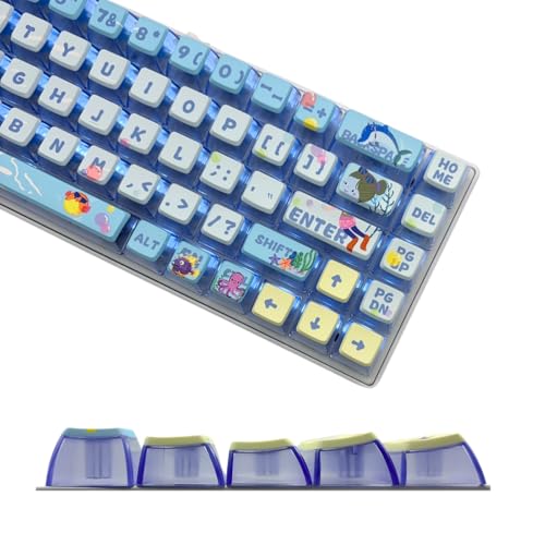 Blue Pudding Keycaps, Dye Sub Pbt Keycaps,Custom Keycaps For Mechanical Gaming Keyboard,Shine Through Keycaps,Compatiability For 100%, 95%,80%,75%, 65%, 60% (Robot Anime)