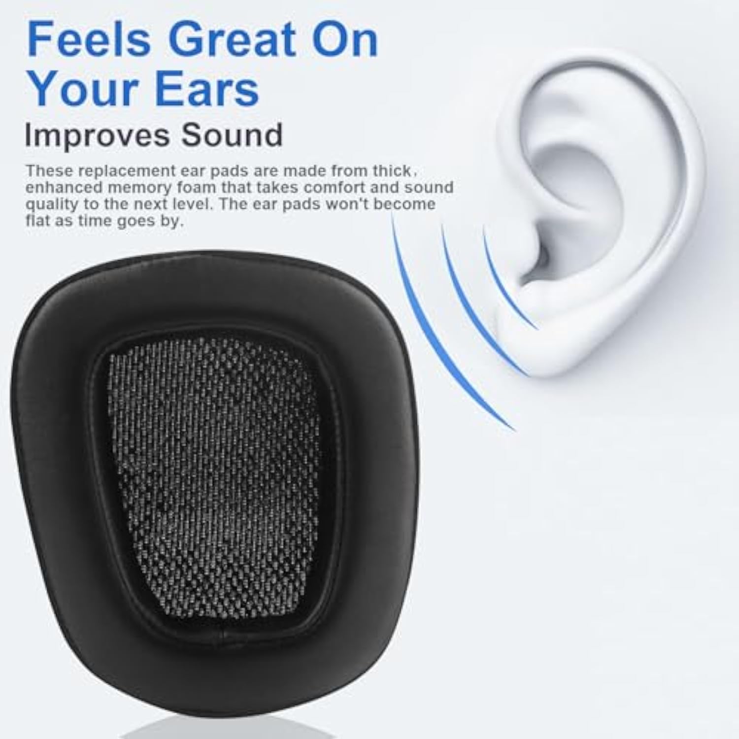 G933 Ear Pads And Headband Replacement Ear Cushions Compatible With Logitech G933 G633 Headphones Soft Protein Leather High-Density Memory Foam Earmuffs Earpads Ear Cups Cover Repair Parts -Black