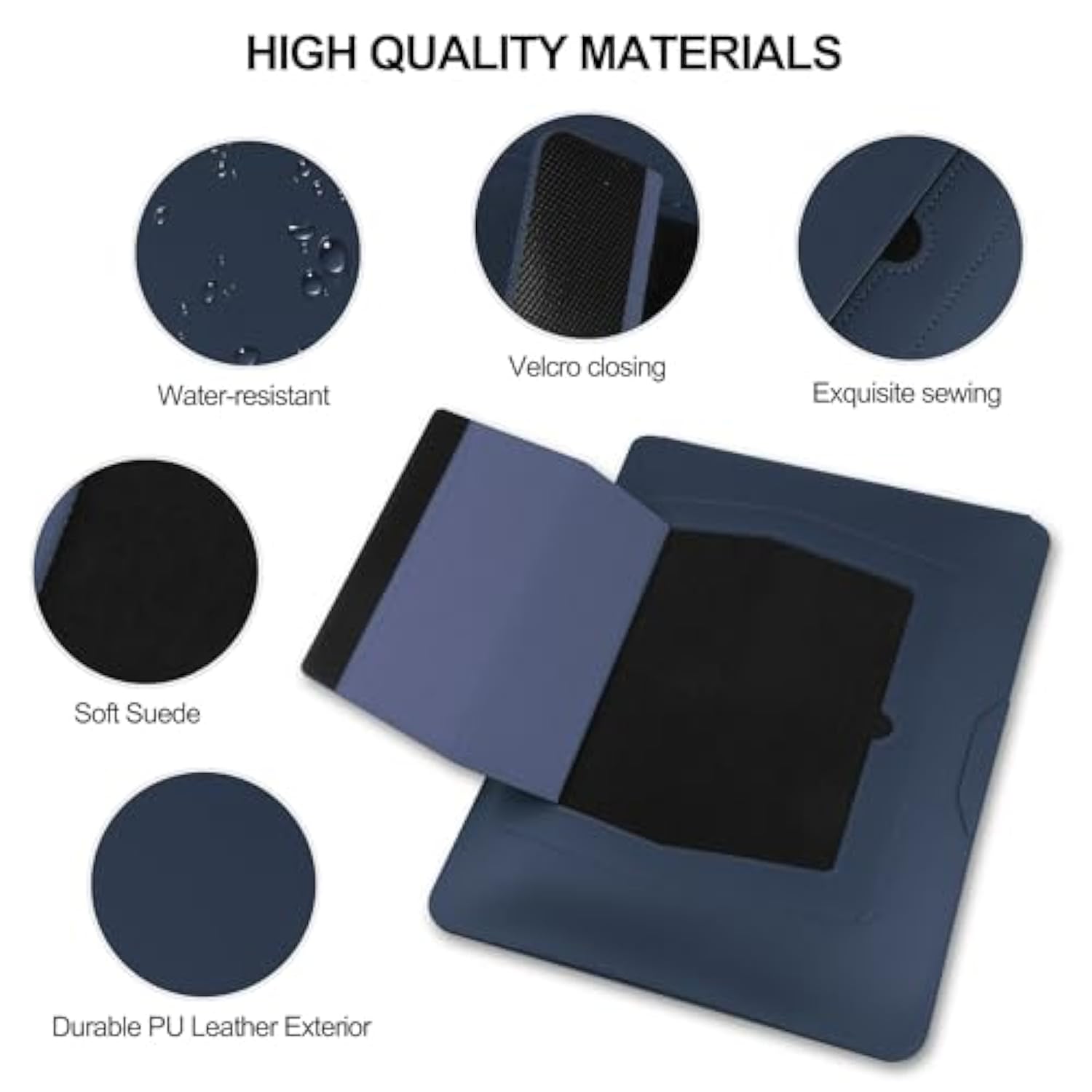 13 14 Inch Laptop Sleeve Case Compatible With Mac Book Pro 14 2021 Mac Book Air 13 M1 M2 2022-2018 Mac Book Pro 13 M2 2022-2016,Waterproof Leather With Adjustable Stand Sleeve Pouch,Blue