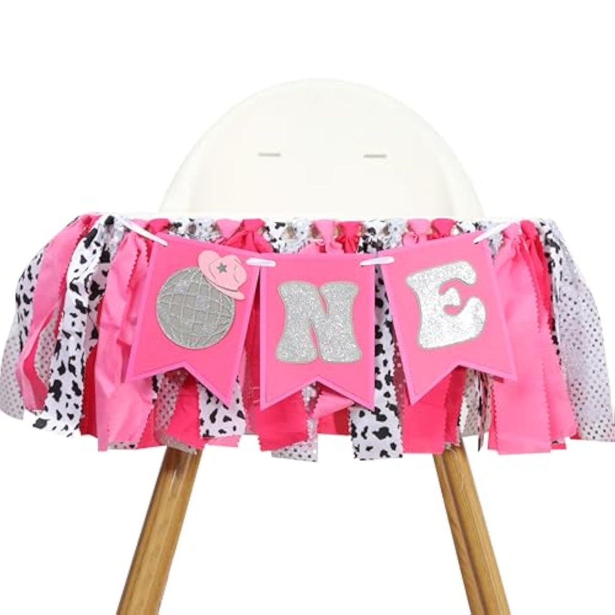 Cowgirl One 1St Birthday High Chair Banner - Disco Party Girls Smash Cake Decorations, Rodeo Photo Props