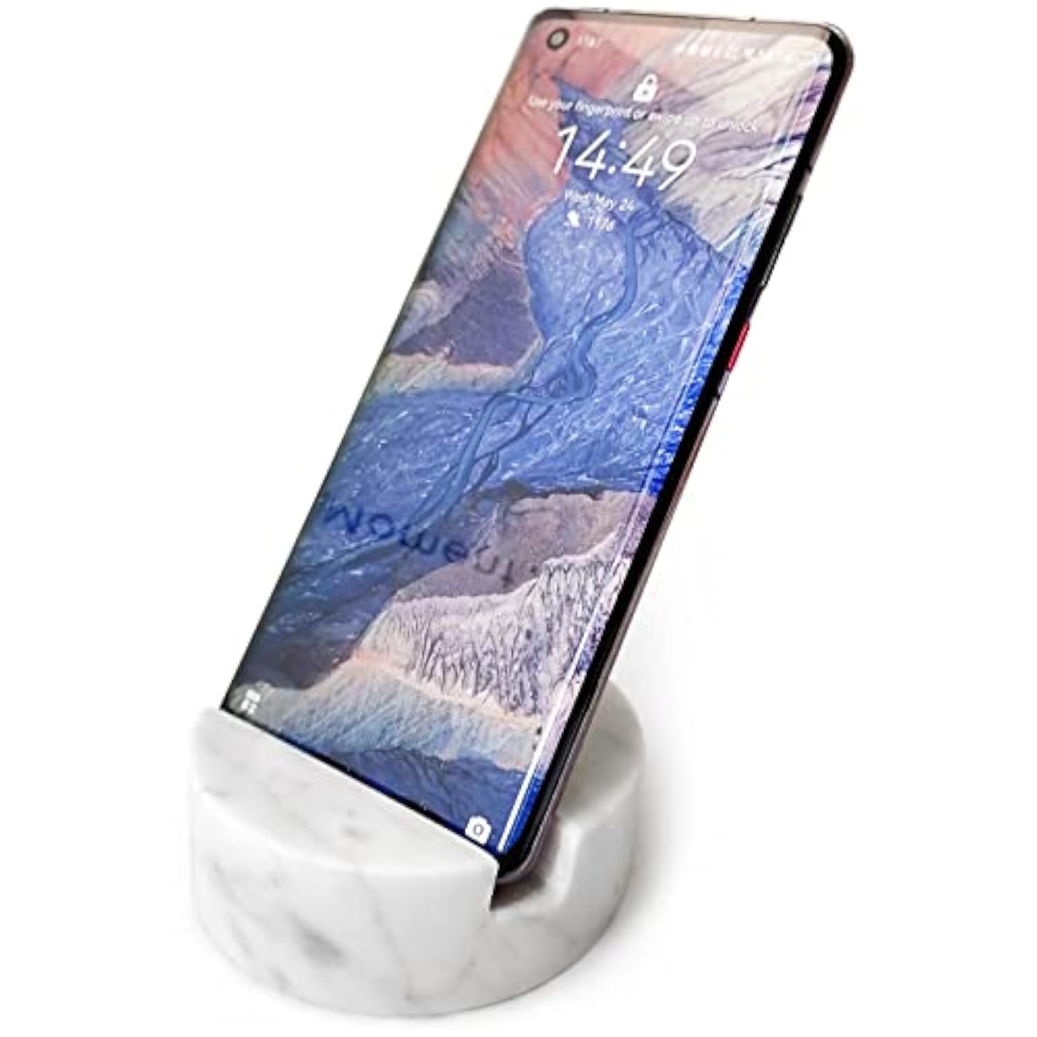 Luxurious Marble Cell Phone Stand Holder For Cellphone Tablet On Desk, Countertop, Table, Nightstand. Heavy Real Stone Mobile Phone Stands (Solid)