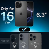 JETech 5 in 1 Matte Case for iPhone 16 Pro 6.3-Inch with 2-Pack Each Tempered Glass Screen Protector and Camera Lens Protector, Translucent Back Shockproof Phone Cover (Black)
