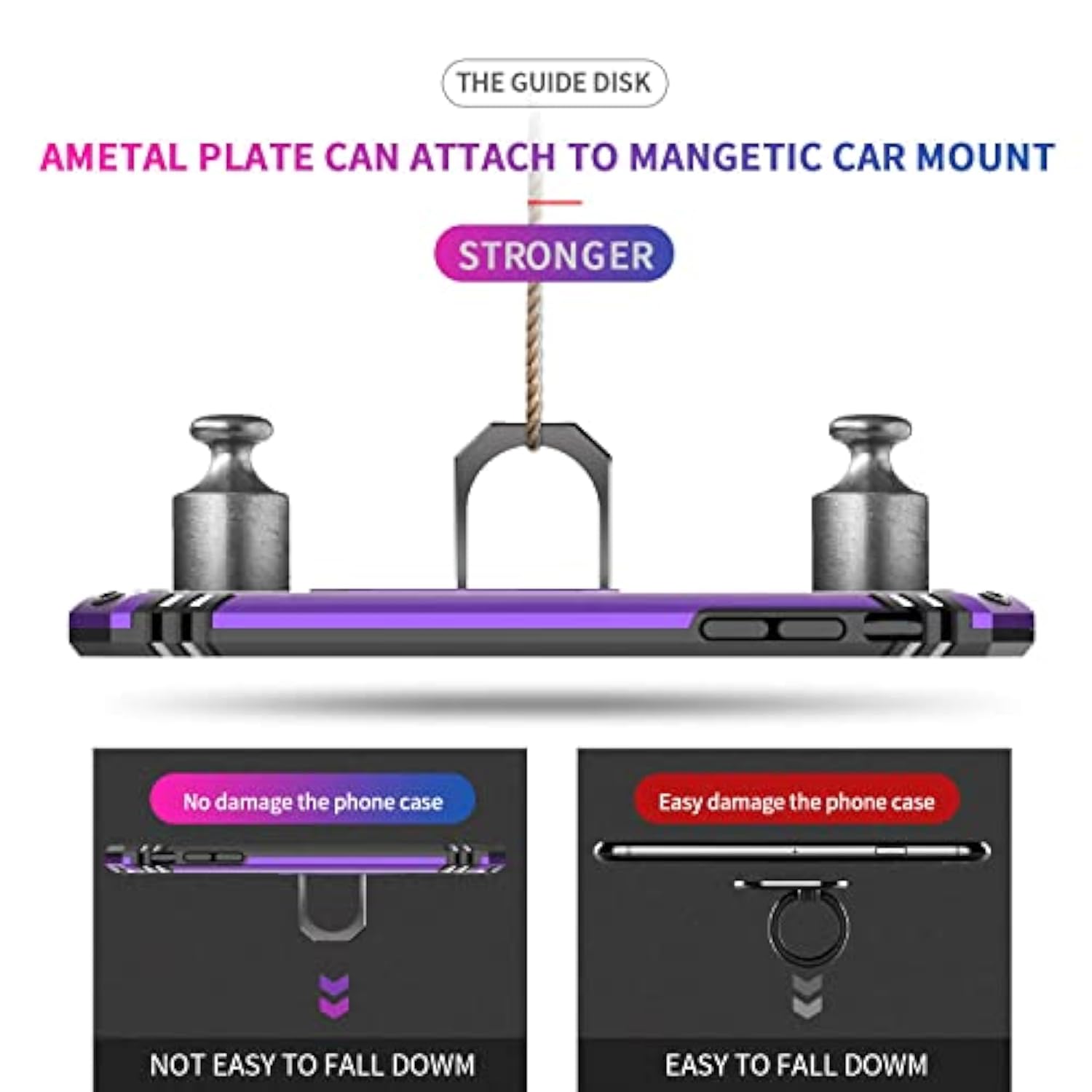 Iphone Se Case With 2Pack Tempered Glass Screen Protector, -Grade Phone Case With Magnetic Ring Kickstand For Iphone Se 2022/2020, Purple