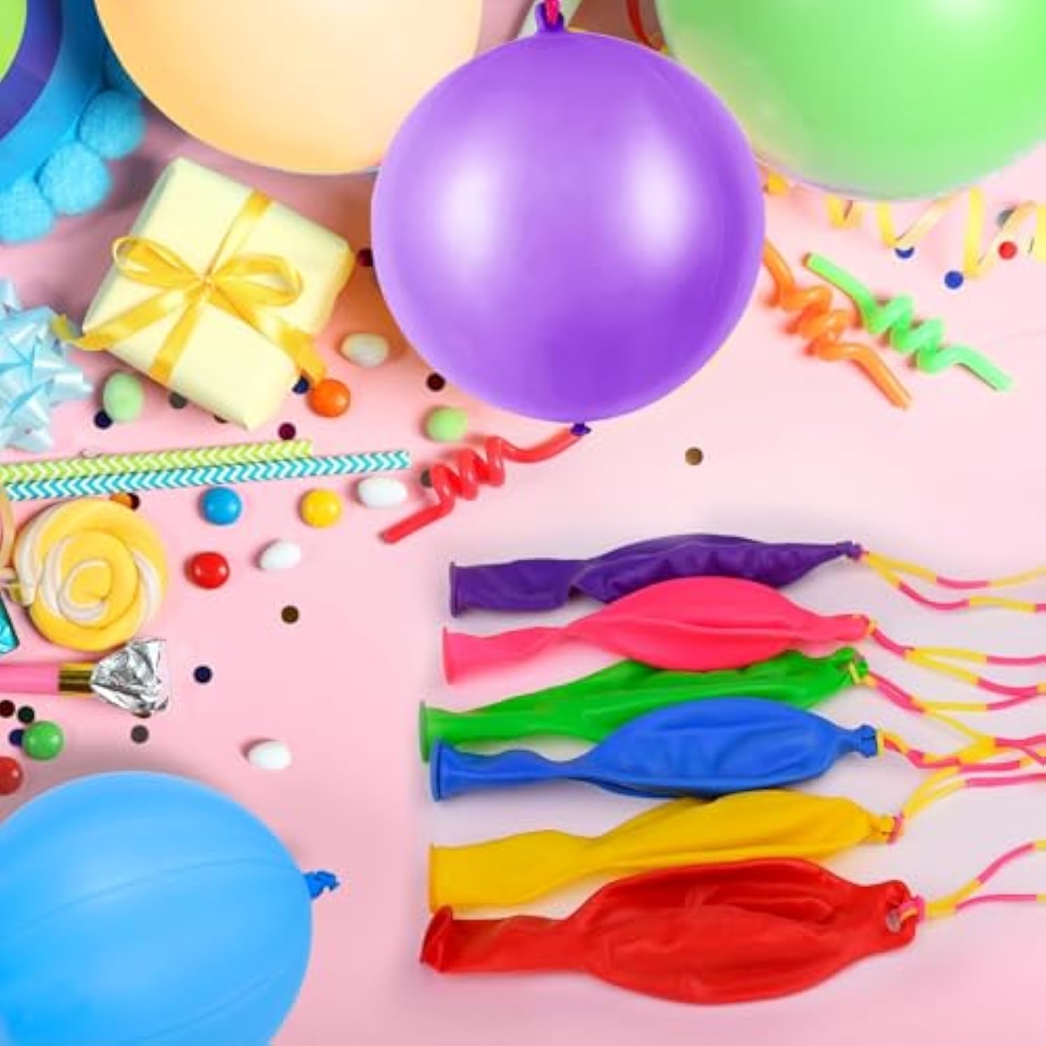 24 Pcs Purple Punch Balloons Bounce With Rubber Band Handle Punching Balloon Heavy Duty For Birthday Party Favors, Kids (Purple)