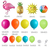 144Pcs Tropical Luau Balloon Arch Garland Kit Pineapple Flamingo Sun Beach Ball Foil Balloons For Summer Pool Beach Hawaiian Aloha Birthday Baby Shower Party Decorations