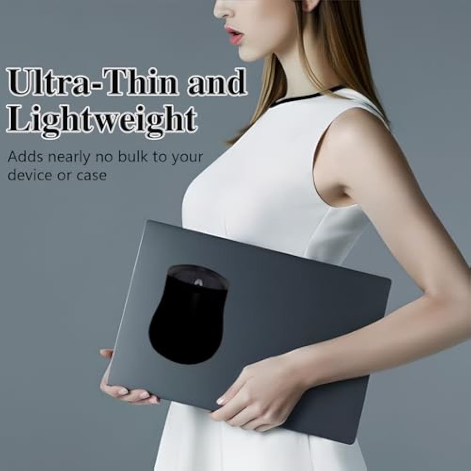 2 Pack Gray Mouse Holder For Laptop Stick On, Mouse Travel Case, Stick-On Mouse Pouch For Computer Laptop Office(Black)