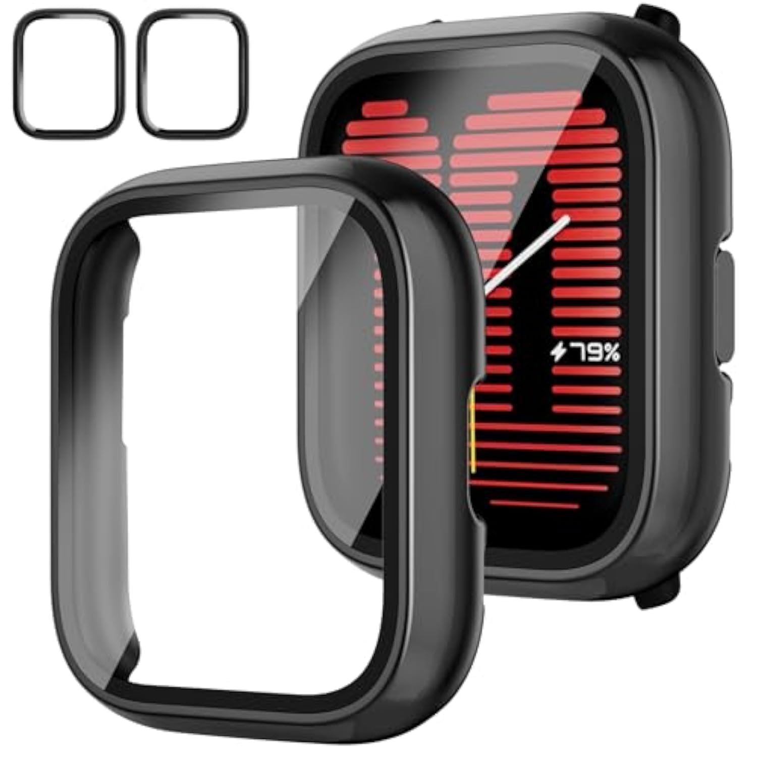 2-Pack For Amazfit Active Smartwatch Screen Protector Case, Hard Pc Bumper Built-In Tempered Glass Film Face Cover Replacement Accessories For Active Smart Watch