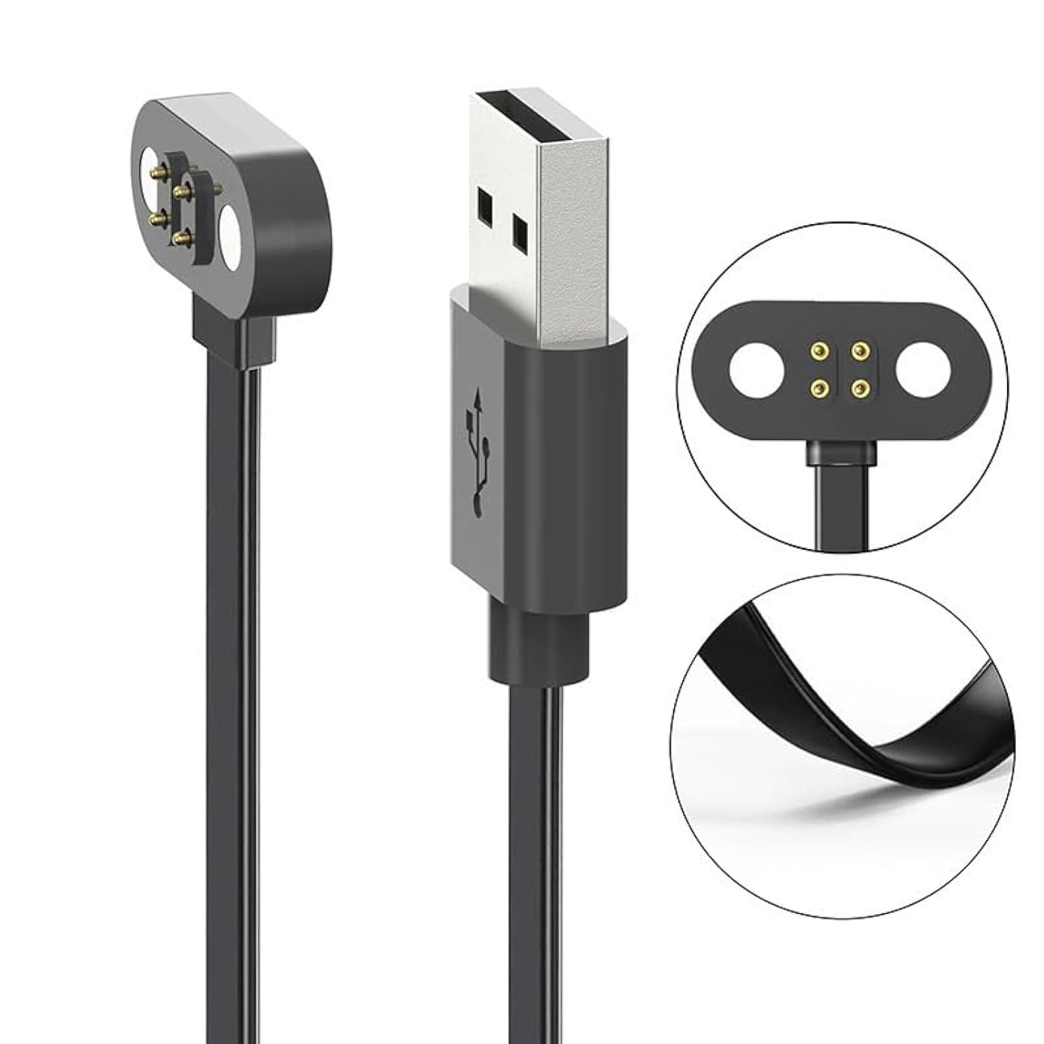 4Pin Magnetic Charging Cable For Run Plus, Purra Run, Haptifit Terra, Aerra Wireless Bluetooth Bone Conduction Headphones,Open-Ear Bluetooth Headphones Charger Usb Charging Cord