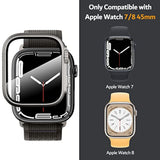 Compatible For Watch Series 7/8/9 45Mm Hard Case With Tempered Glass Screen Protector, Unique Design Hard Pc Cover, Bumper Full Coverage Accessories For Iwatch 7/8 45Mm