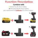 Battery Adapter, Compatible For Dewalt 18V-20V & For Milwaukee Milwaukee M18 18V Batteries, Convert To Craftsman19.2 Volt Battery, Use For Craftsman 19.2V Nickel Power Tools