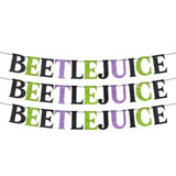 Pre Strung Beetlejuice Banner Purple Green Glitter Halloween Party Decor