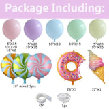 Pastel Ice Cream Balloon Garland Arch Kit, 157Pcs Sweet Candy Ice Cream Foil Balloons For Kids Donut Grow Up Baby Shower Two Sweet Girls Birthday Party Decorations