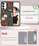 Magnetic for  Galaxy S25-FE Case Floral,Built-in Lens Stand, Screen Protector,Magnetic Translucent Matte Phone Cases,Shockproof Women Girls