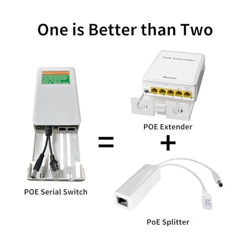 Poe Injector Adapter With 4 Poe Splitters 5.5X2.1Mm 12V2A Output, Poe Serial Splitter Kit Comply Ieee 802.3Af/At Standard, Total Distance Up To 1312 Ft For Non-Poe Devices. (Poe Serial Switch Outdoor)