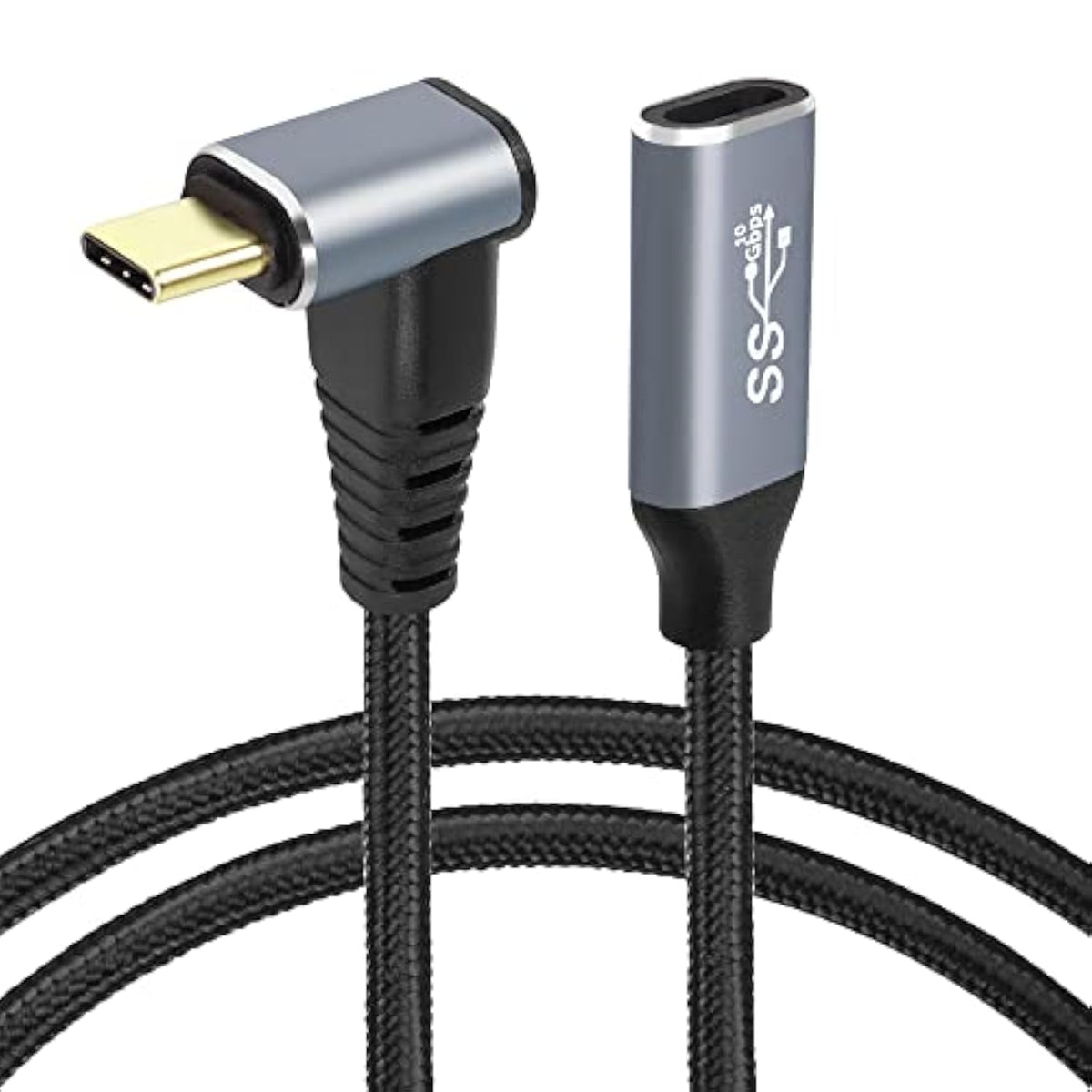 1M Right Angle Usb C Extension Cable,90 Degree 10Gbps Pd 100W Usb3.1 Gen2 Male