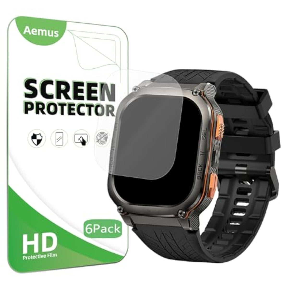 Screen Protector Compatible For Amaztim M3 Smart Watch 2" (6 Pack) Pet Clear Film, Compatible For Kospet Tank M3 Ultra 1.96" Smart Watch