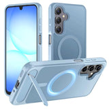 Hualele Magnetic Phone Case for Samsung Galaxy A16/A17 5G with Metal Stand, Military Grade Drop Protection, Shockproof Kickstand, Light Blue