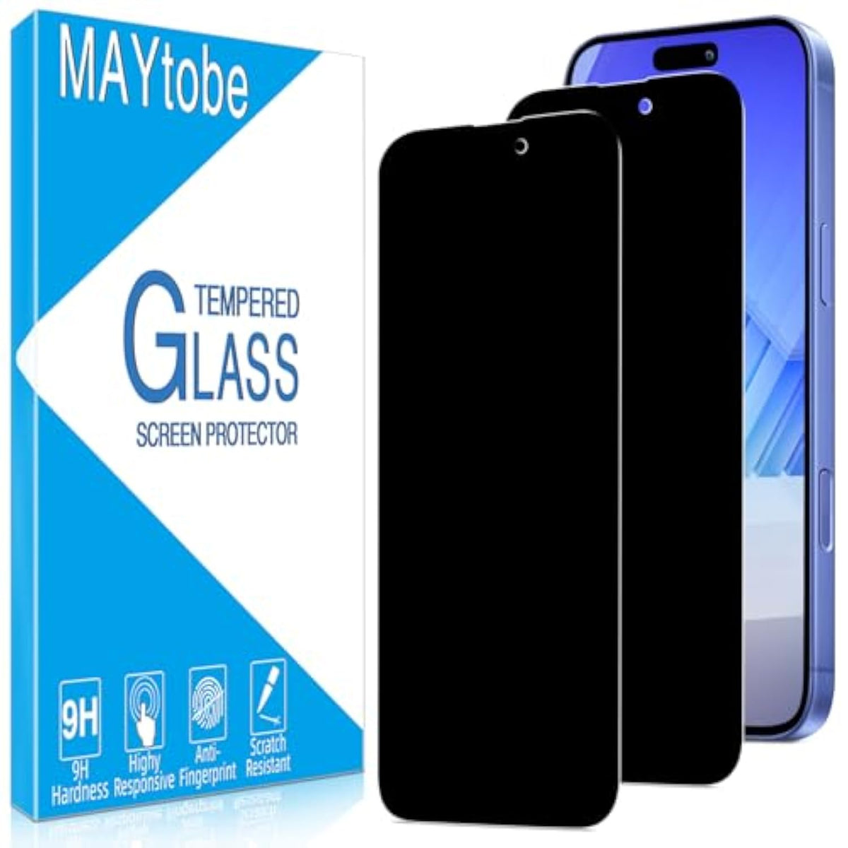 [2-Pack Privacy Screen Protector For Iphone 16 Plus Tempered Glass, Anti Spy, No Bubbles, Anti Scratch, Easy To Install