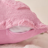 Valentines Day Throw Pillow Covers 18X18 Inch Set Of 2 For Valentines Day Decorations Pink Soft Plush Faux Fur Wool Love Heart Pillow Covers For Sofa Living Room Couch Bed