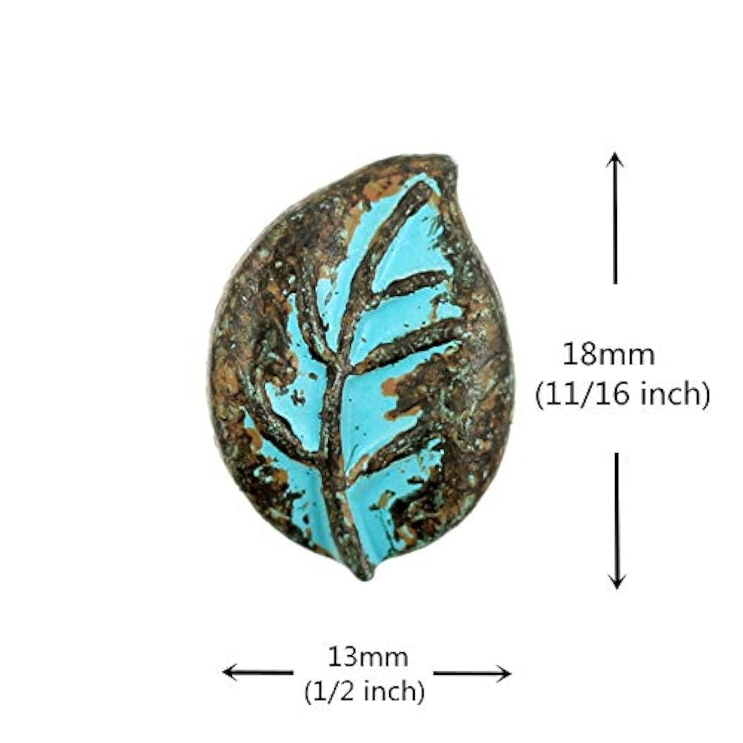 12 Pieces Leaf Metal Shank Buttons 18Mm X 13Mm (Green Patina Varnished