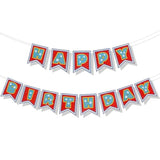 Dog Paw Happy Birthday Banner, Pre-Strung Personalized Birthday Sign Cartoon Themed Decorations For Boys Girls Baby Shower Birthday Party Supplies