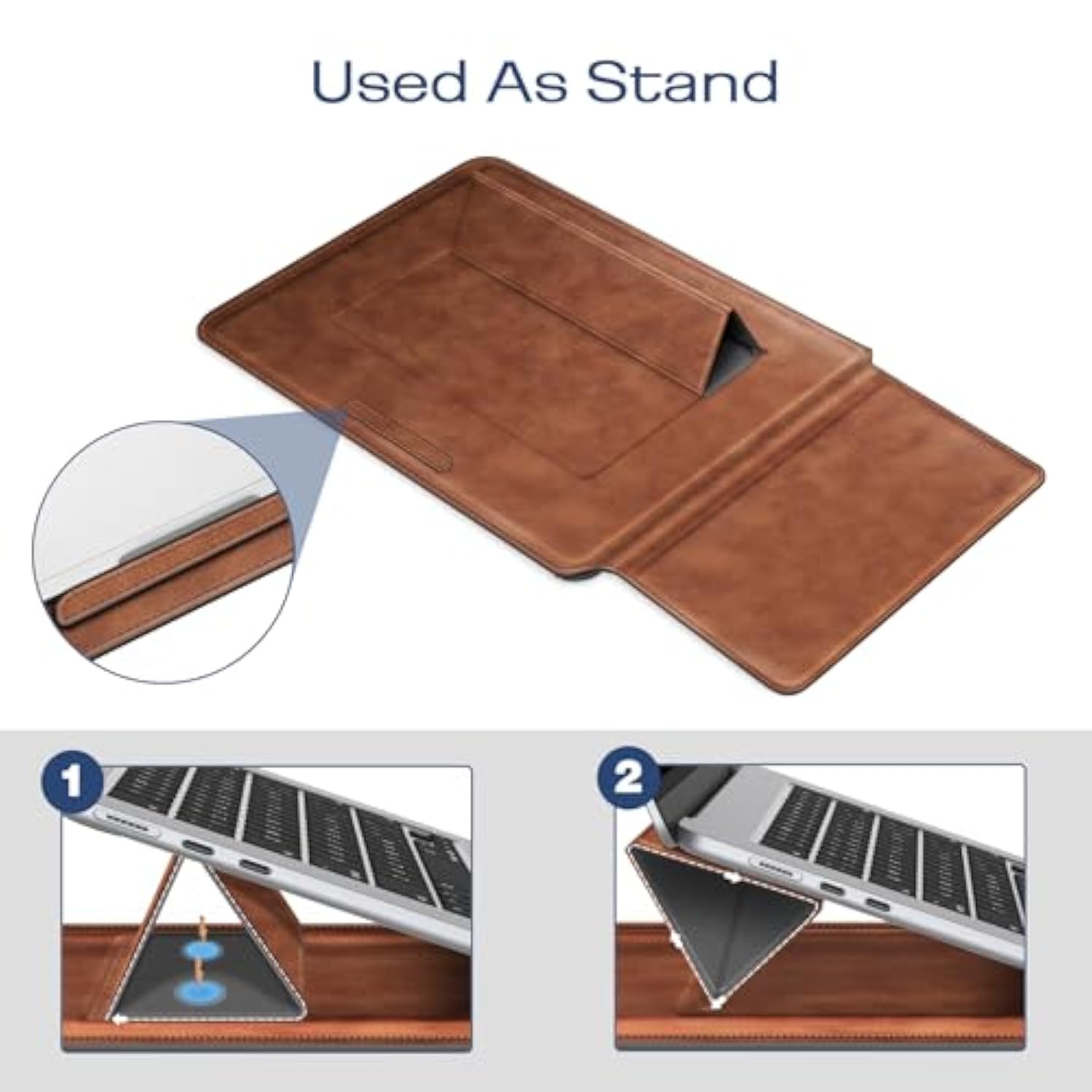 Fintie Sleeve Case for MacBook Air 15.3 M4 M3 M2 A3241 A3114 A2941, MacBook Pro 16 A3403 A3186 A2991 A2485 A2780 A2141, Pro 15 A1707 A1990 - PU Leather Slim Bag Cover with Stand Feature (Brown)