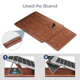 Fintie Sleeve Case for MacBook Air 15.3 M4 M3 M2 A3241 A3114 A2941, MacBook Pro 16 A3403 A3186 A2991 A2485 A2780 A2141, Pro 15 A1707 A1990 - PU Leather Slim Bag Cover with Stand Feature (Brown)