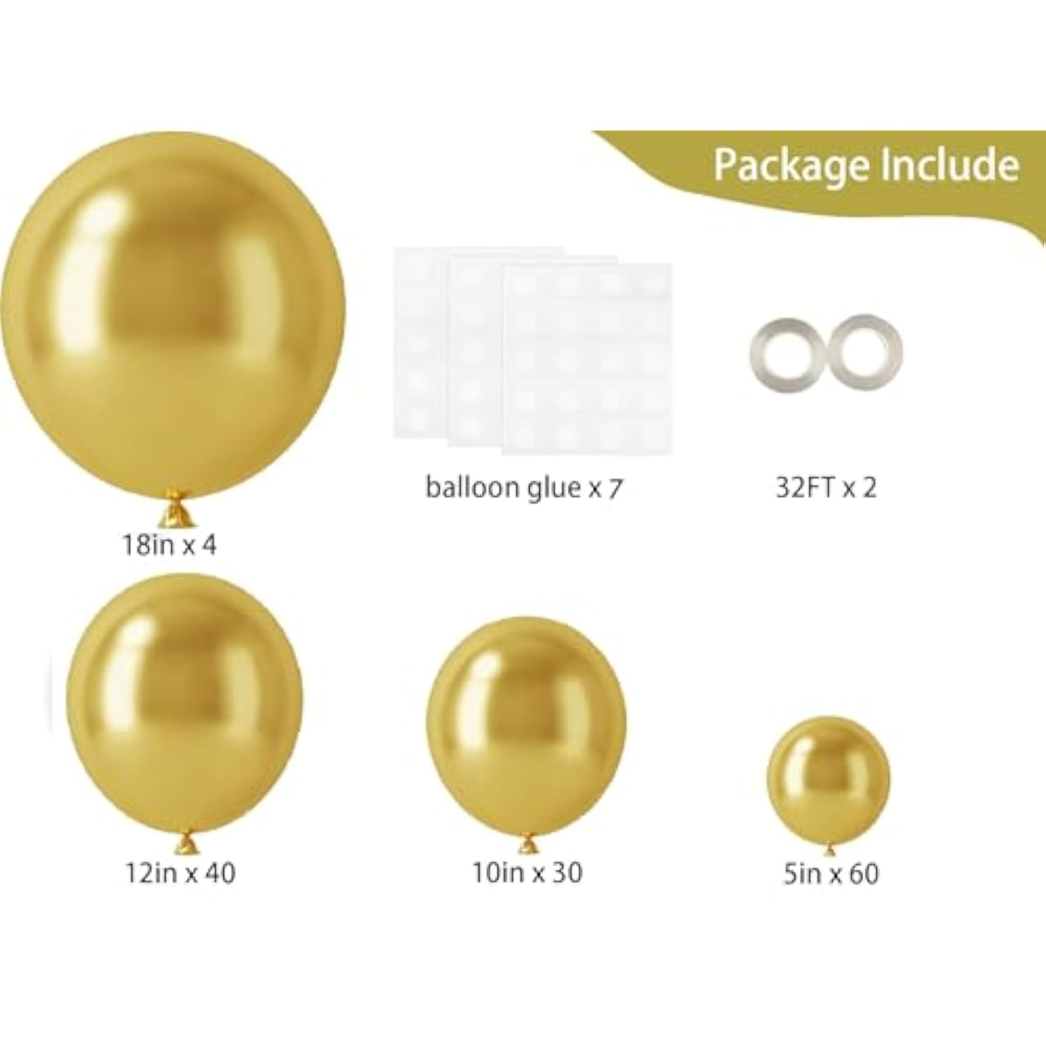 Leesoot 134Pcs Metallic Gold Balloons Latex Balloons Different Sizes 18 12 10 5 Inch Party Balloon Kit For Birthday Party Graduation Wedding Holiday Balloon Decoration