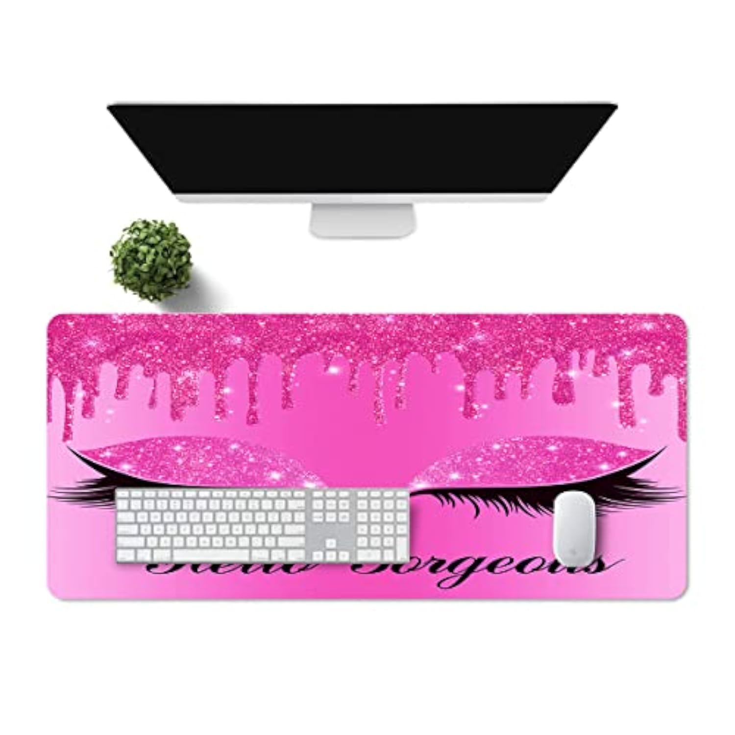 Eyelash Large Mouse Pad 31.5X11.8X0.12 Inches Rubber Anti-Slip Mouse Pad Long Table Pad Keyboard Table Pad For Studio Desk Computer Desk Bdxpmn127