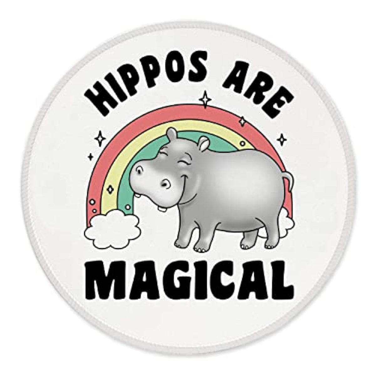 Hopes Are Hippos Mouse Pad 7.9 X 7.9 Inch,Cute Cartoon Wild Animal Hippo Rainbow Non-Slip Rubber Base Mousepads For Home Office College Dorm Desk Decor,Gifts For Hippo Lovers Girls