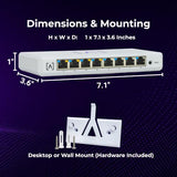 S8-Poe | 8 Port Multi-Gigabit Managed Ethernet Switch With 4 Poe+ Ports | 60W Poe Budget | Desktop Or Wall Mount | Manage Network Via Cloud Or Local Controller | Ethernet Splitter