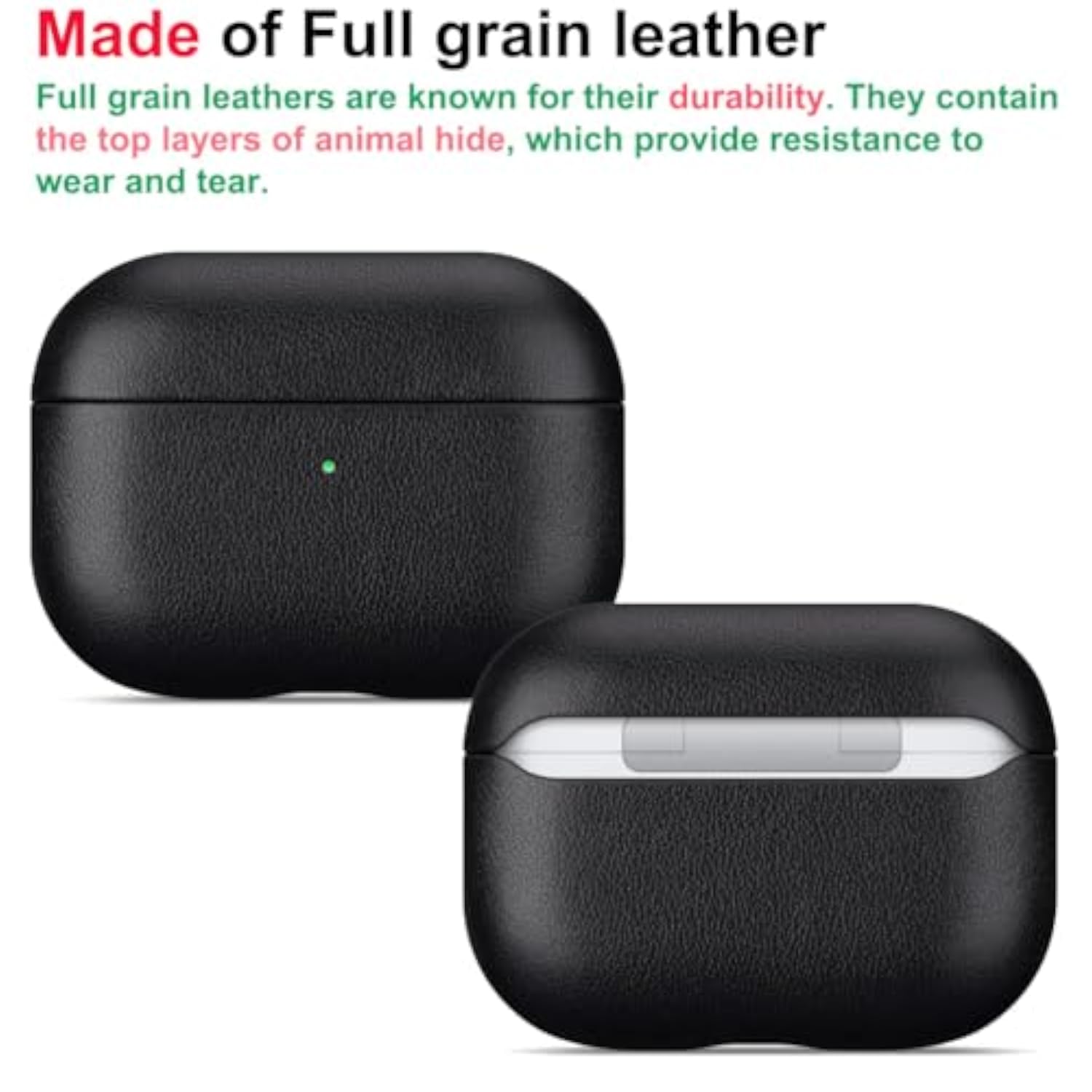 Handmade Leather Case for AirPods Pro 2nd Generation with Lanyard, Black