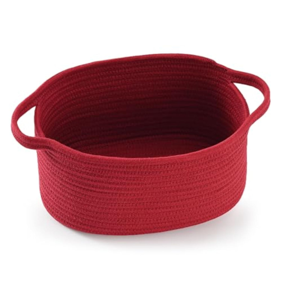 Cute Burgundy Woven Gift Basket With Handle – Empty Baskets For Christmas, Valentine'S Day Birthday Raffle, Decorative Storage Organizer Box For Toys Gifts Seasonal Decor (13"D X 8"W X 6"H)