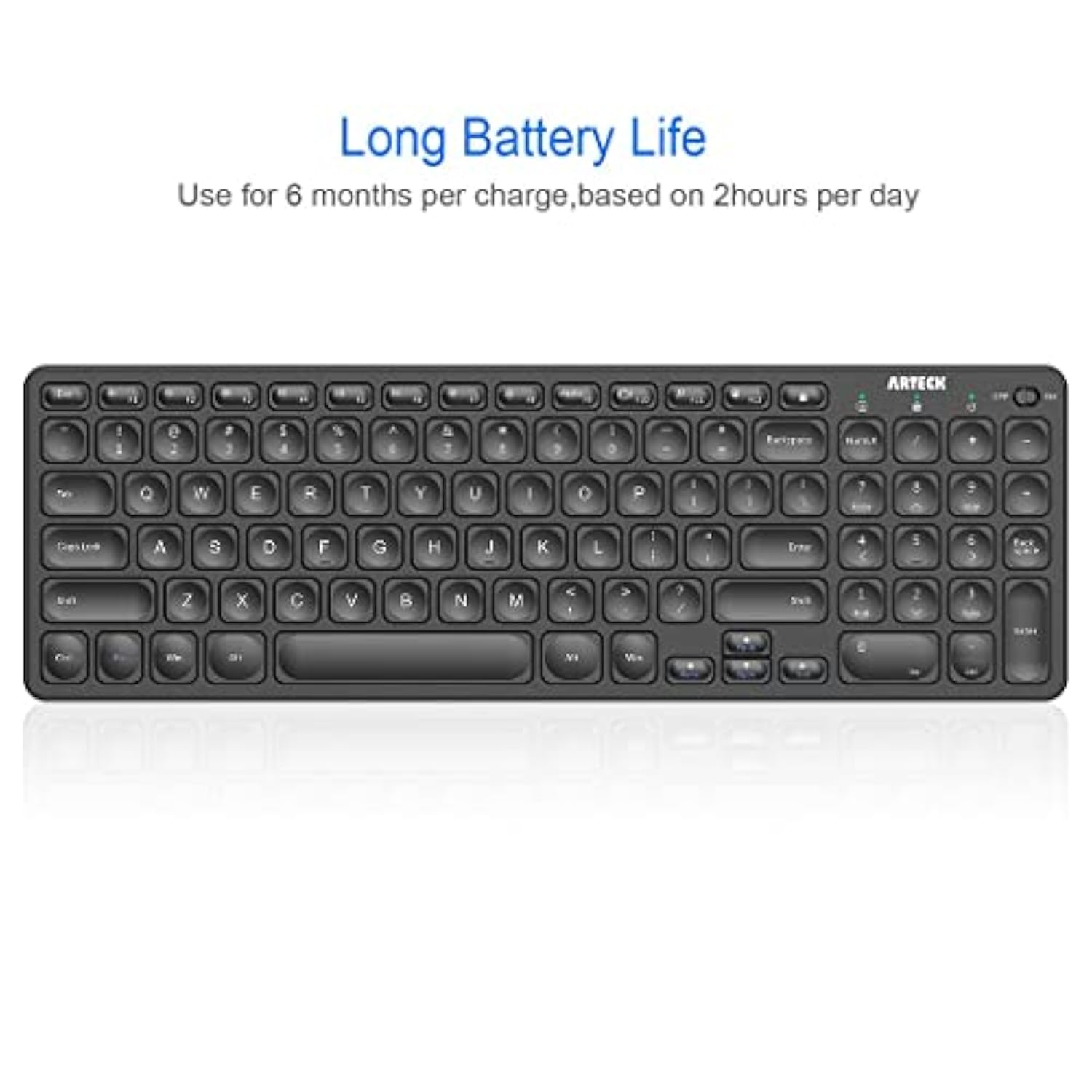 2.4G Wireless Keyboard Ultra Slim Full Size Keyboard With Numeric Keypad And M