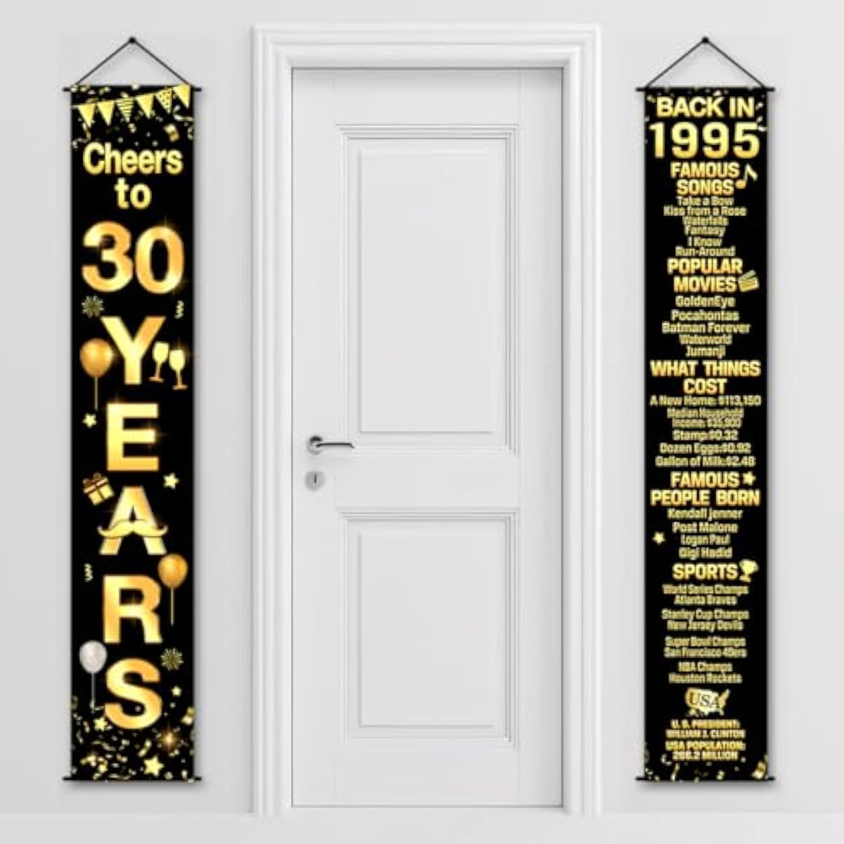 30th Birthday & Anniversary Decorations, Cheers to 30 Years Banner & Porch Sign