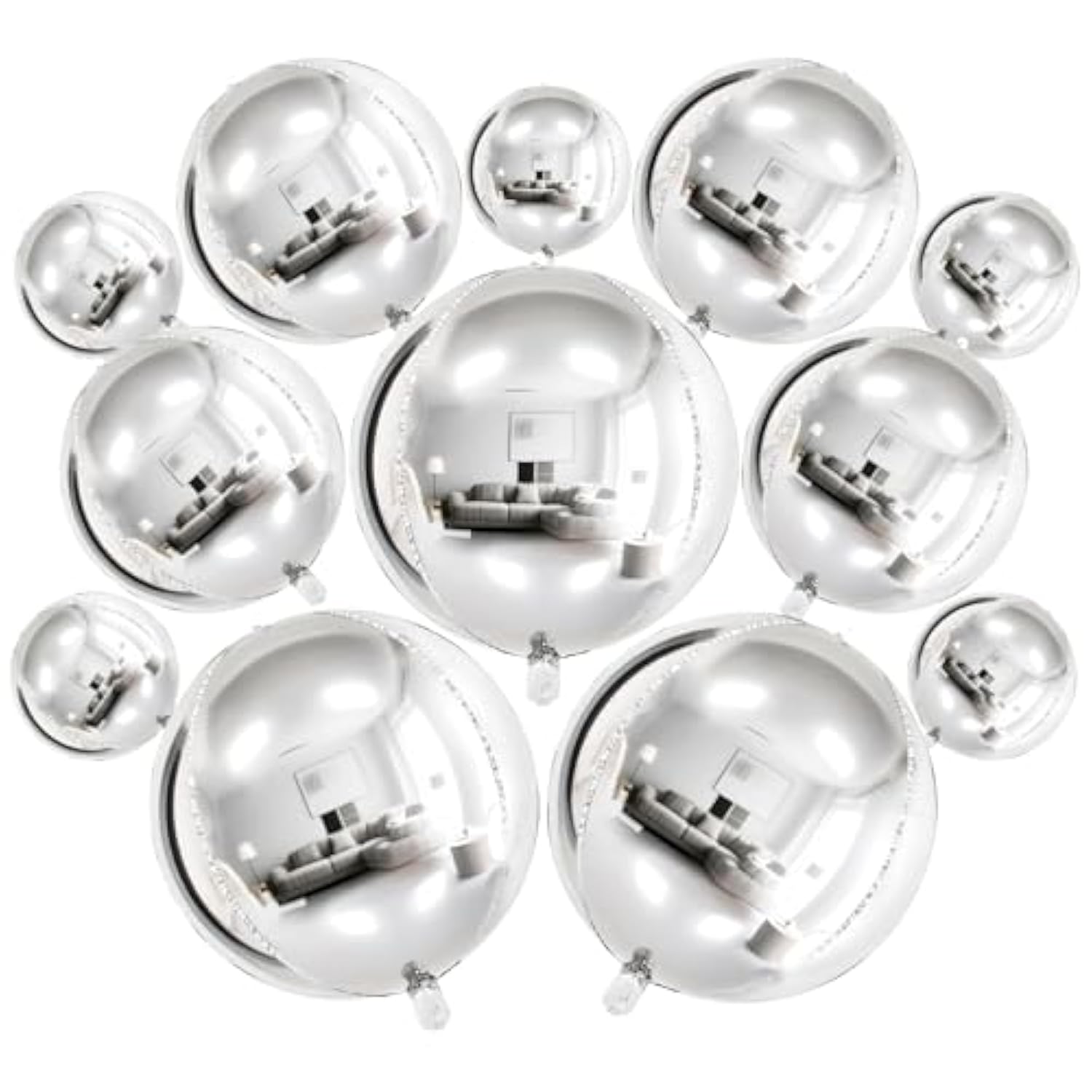 18 Pcs Silver Foil Balloons Shiny Round Balloons Set Large Balloon Garland Arch For Birthday Graduation Wedding Bachelorette Party Decorations, 5 Pcs 22 Inches, 5 Pcs 15 Inches, 8 Pcs 10 Inches