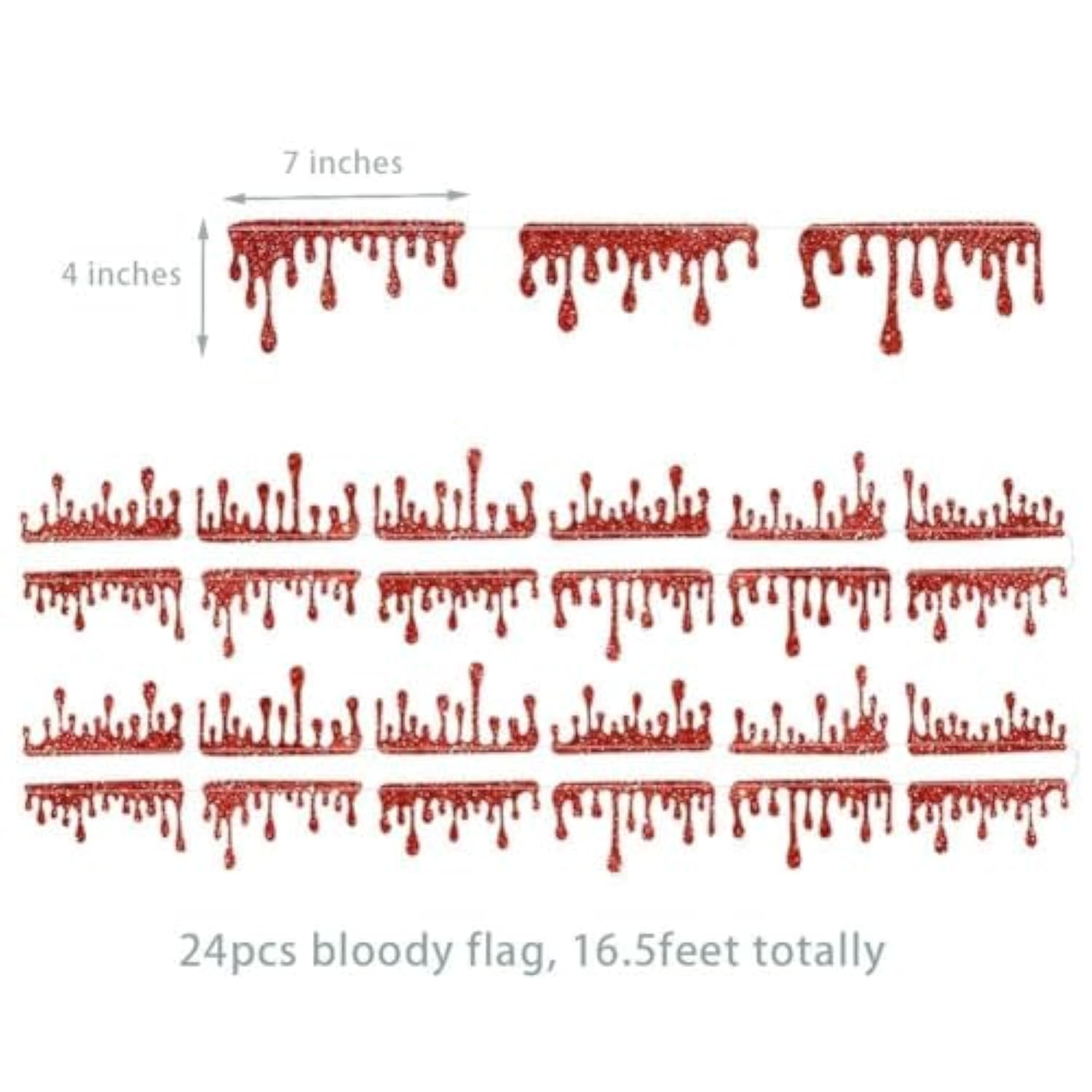Glitter Red Blood Drop Garland Vampire Party Decorations Vampire Diaries Birthday Decoration Twilight Decorations Bloody Flag Banner Hanging Horror Movie Theme Murder Gothic Bday Party Decor