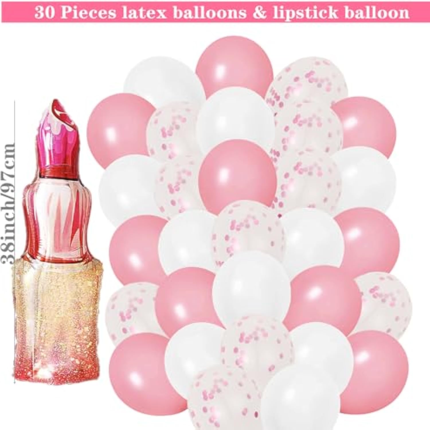 46 Pieces Spa Party Decorations Balloons Spa Theme Birthday Party Supplies Lipstick Cosmetics Balloons Foil Fringe Curtains For Girls Spa Day Makeup Party (Light Pink)