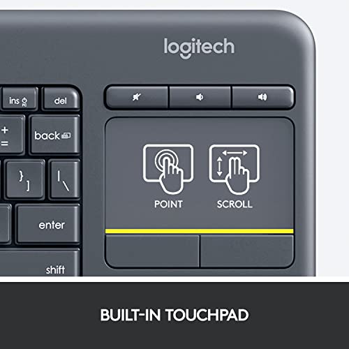 K400 Plus Wireless Touch Tv Keyboard With Easy Media Control And Built-In Touchpad, Htpc Keyboard For Pc-Connected Tv, Windows, Android, Chromeos, Laptop, Tablet - Black