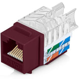 45° Angled Cat6 Keystone Jack In Red - Slim Profile Rj45 Ethernet Connector -