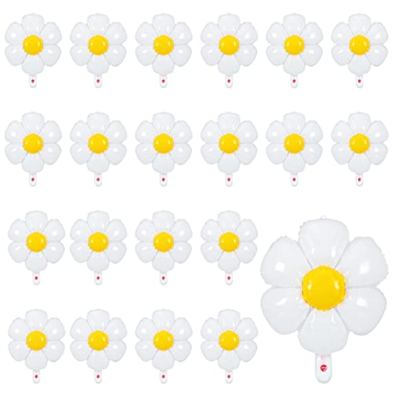 21 Pcs White Daisy Flower Balloons Groovy Retro Boho Party Decorations