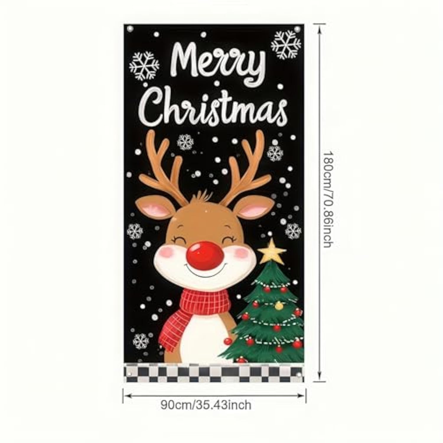 Christmas Door Cover Reindeer And Christmas Tree Design 71 X 35 Inch Merry Christmas Reindeer Hanging Banner Backdrop Photography Background Banner For Front Door Holiday Decor