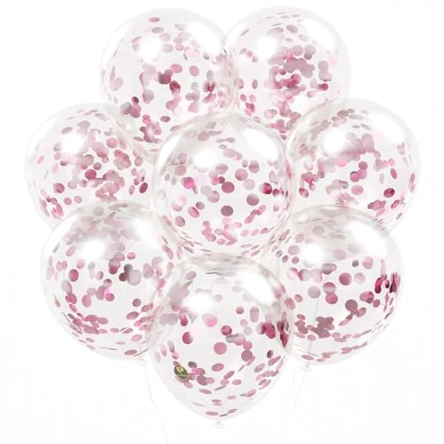 Afterloon Biodegradable Balloons 24 Pcs Clear 12" With Shiny Pink Circle Confetti, Thickened Extra Strong Latex Helium Float, Baby Shower Gender Reveal Garland Arch Wedding Birthday Party Decorations