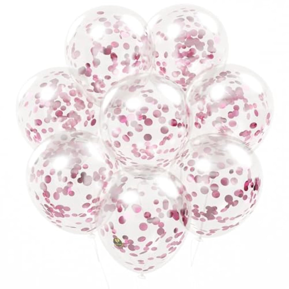 Afterloon Biodegradable Balloons 24 Pcs Clear 12" With Shiny Pink Circle Confetti, Thickened Extra Strong Latex Helium Float, Baby Shower Gender Reveal Garland Arch Wedding Birthday Party Decorations