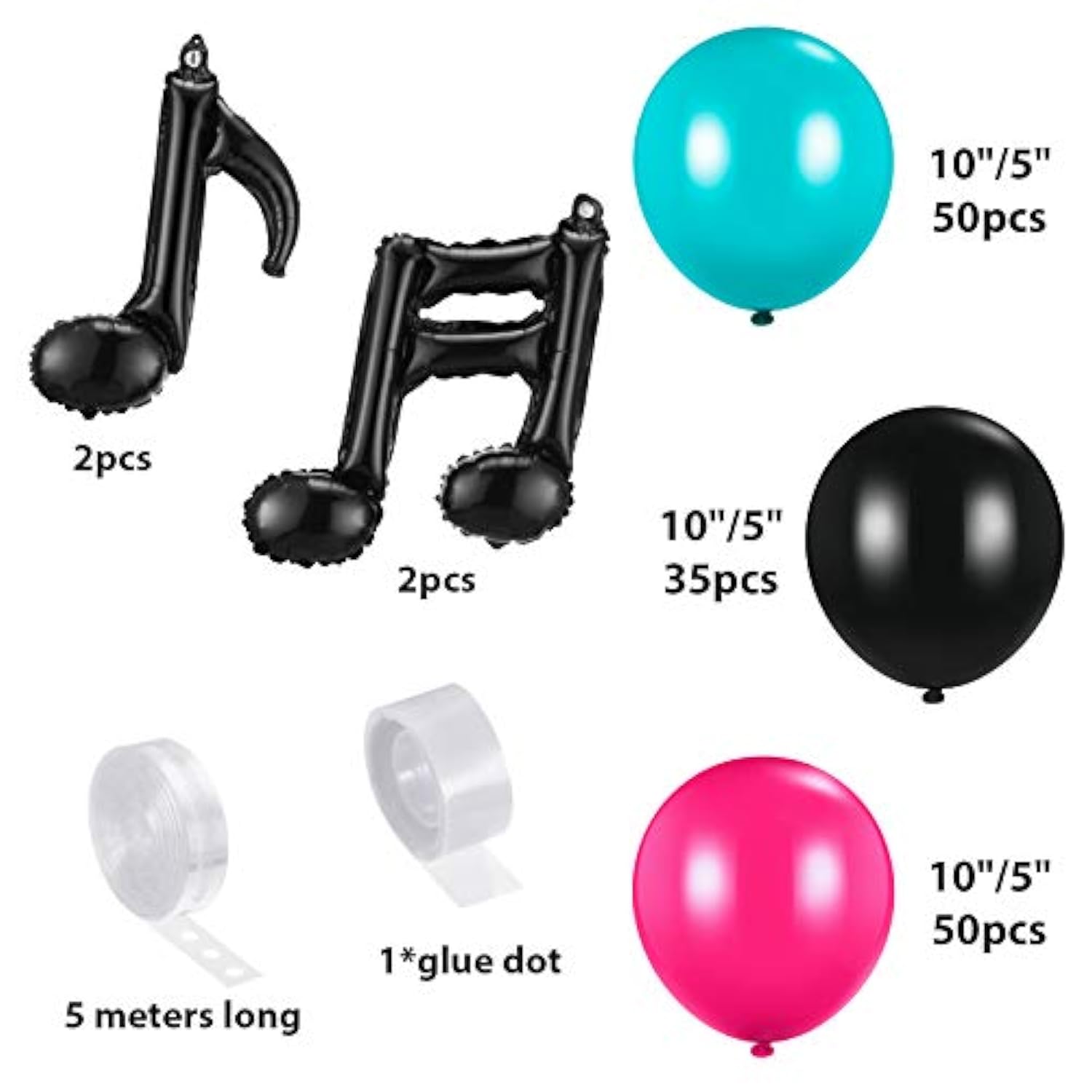141-Pc Music Birthday Balloon Set with Garland & Music Note Décor