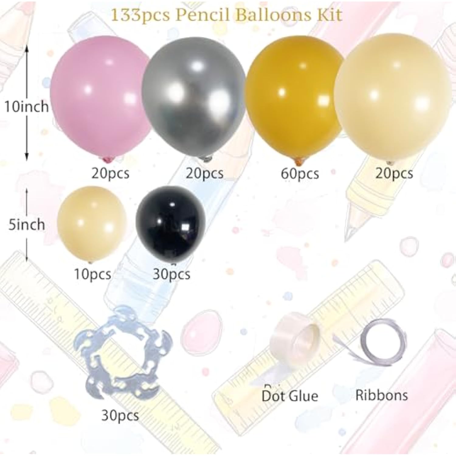 192Pcs Pencil Balloon Arch Garland Kit For Back To School Garland, Welcome Back Party Supplies Decor, First Day Of Kindergarten Decorations, Teacher Graduation Party