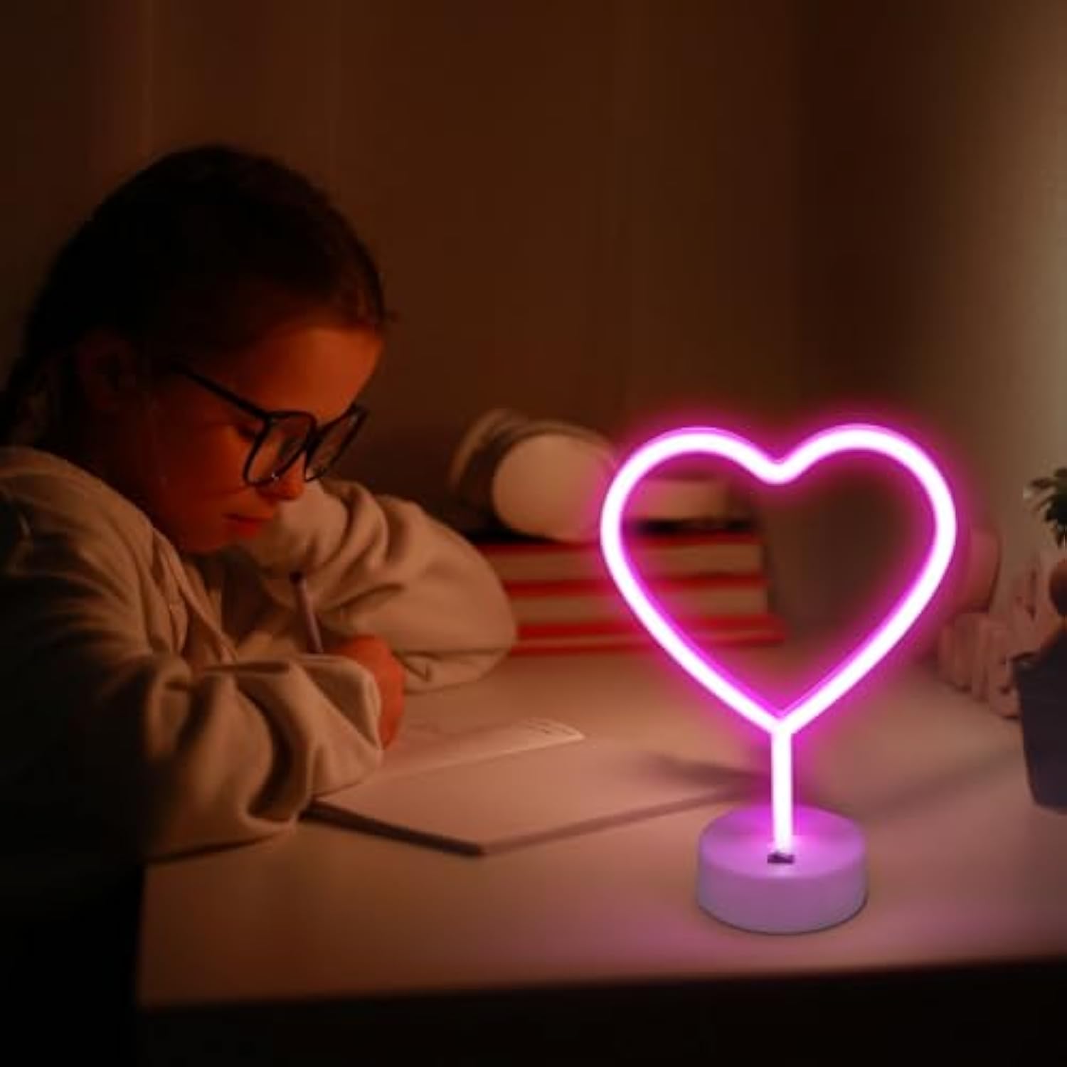 Valentines Day Decorations, 2 Pack Heart Neon Signs, Led Pink Lights Battery Operated Or Usb Powered, Neon Lights Heart Decor For Valentine'S Day Gifts, Wedding, Party, Pink Room Decor