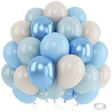 Blue White Sand Balloons Dusty Slate Fog Pastel Metallic Blue Beige Balloon 12Inch Helium Latex Balloon For Arch Kids Birthday Party Decorations Baby Boy Shower Christening Bridal Wedding Decor